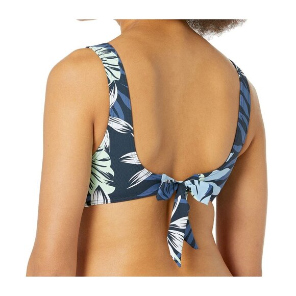 Roxy Beach Bikini Top Size Medium Bralette Swimsuit Blue Floral NEW $42 - Picture 2 of 2